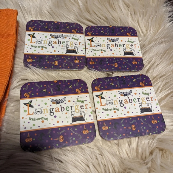 Longaberger Halloween Fall Small  Bag Tiny Tote Embroidered w/ 4 coasters - Picture 3 of 4
